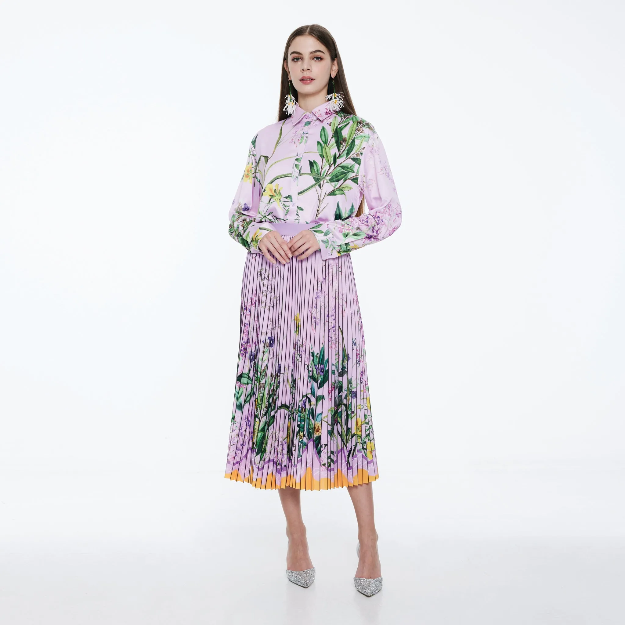 Printed Pleated Skirt Texture Play