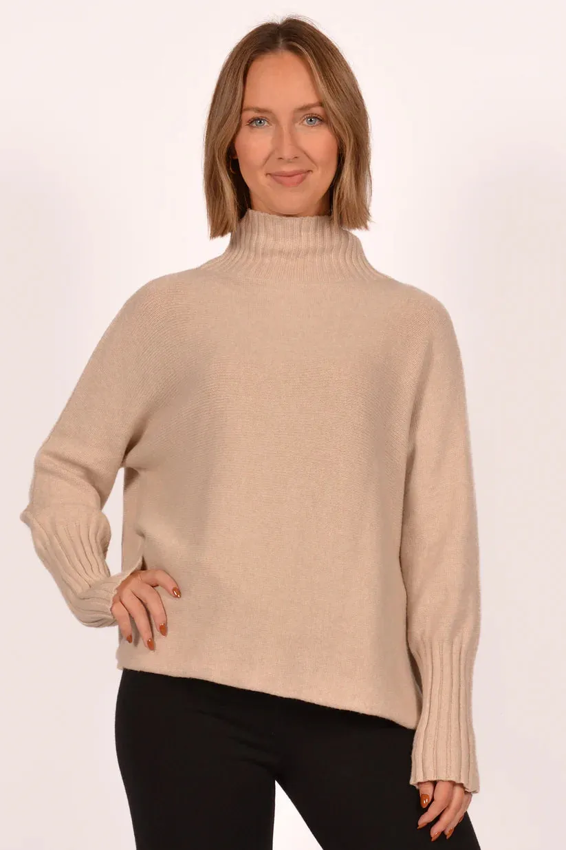 Soft Comfort Fade Resistant Finish Effortless Rib Mock Neck Sweater