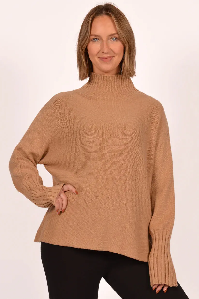 Effortless Rib Mock Neck Sweater Winter Must-Have Knit Cold Day Look