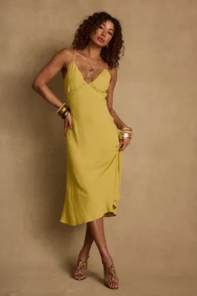 Isabella Chartreuse Midi Dress Light Volume Peace View