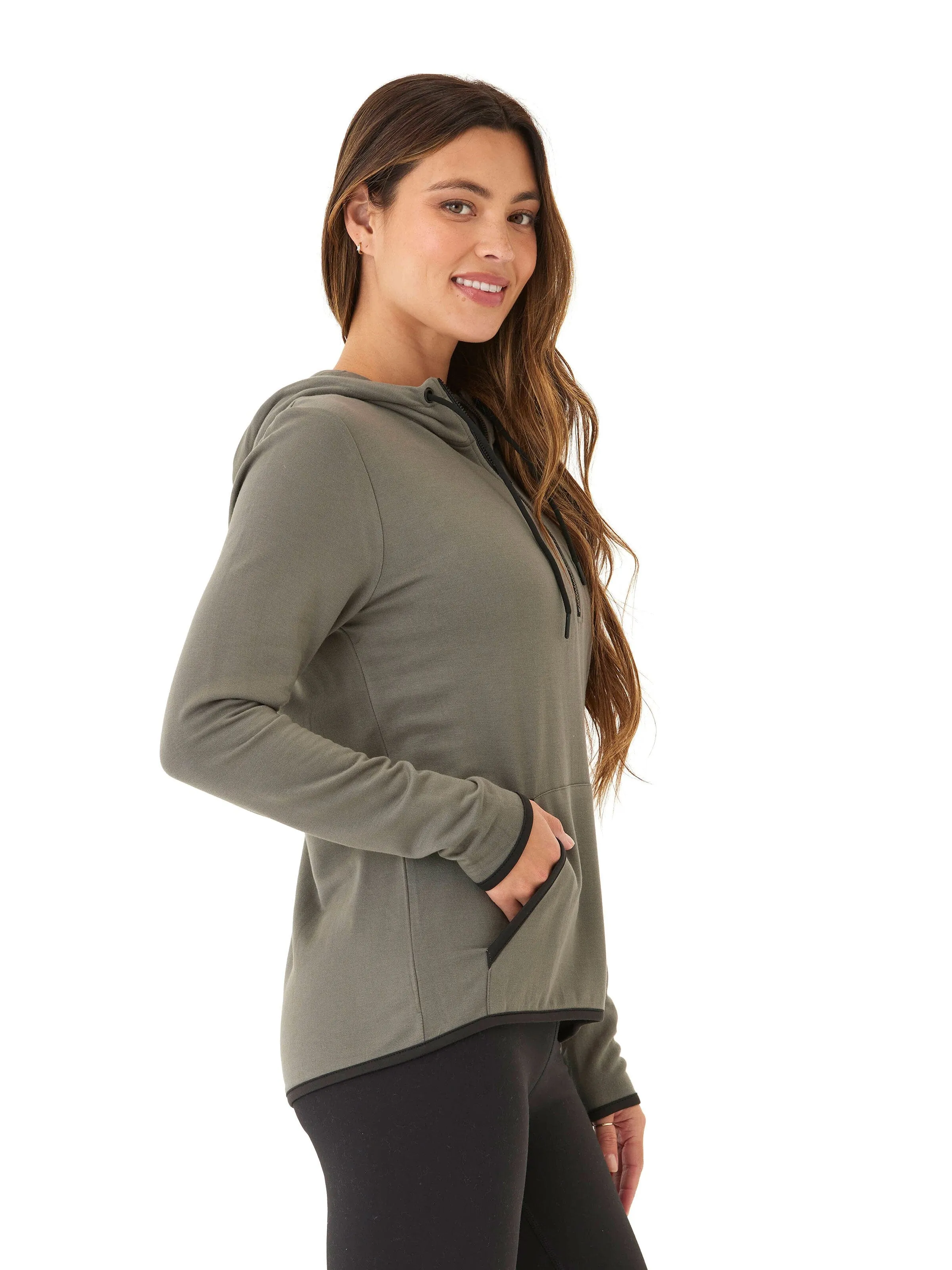 Outdoor Adventure Wear Quick Drying Kyanna FeatherLoop Half Zip Hoodie