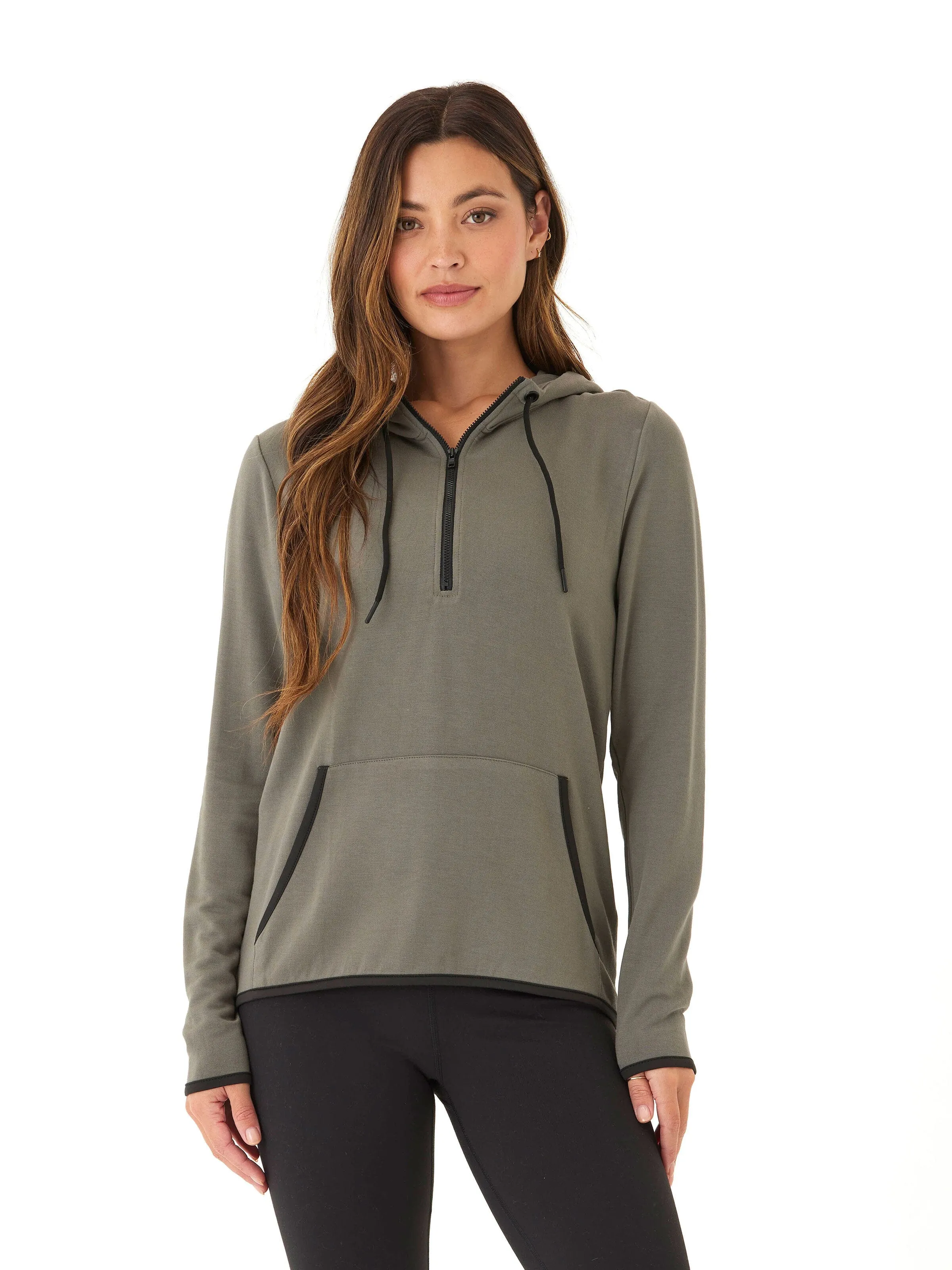 Kyanna FeatherLoop Half Zip Hoodie Non Bulky Profile