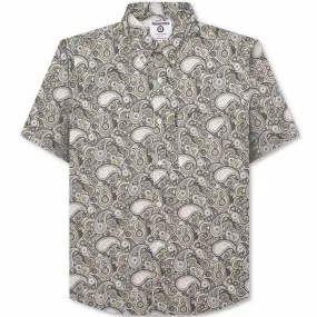 Graduation Ceremony Lambretta Mens Paisley Brand Short Sleeve Button Down Collar Shirt - Desert Sage
