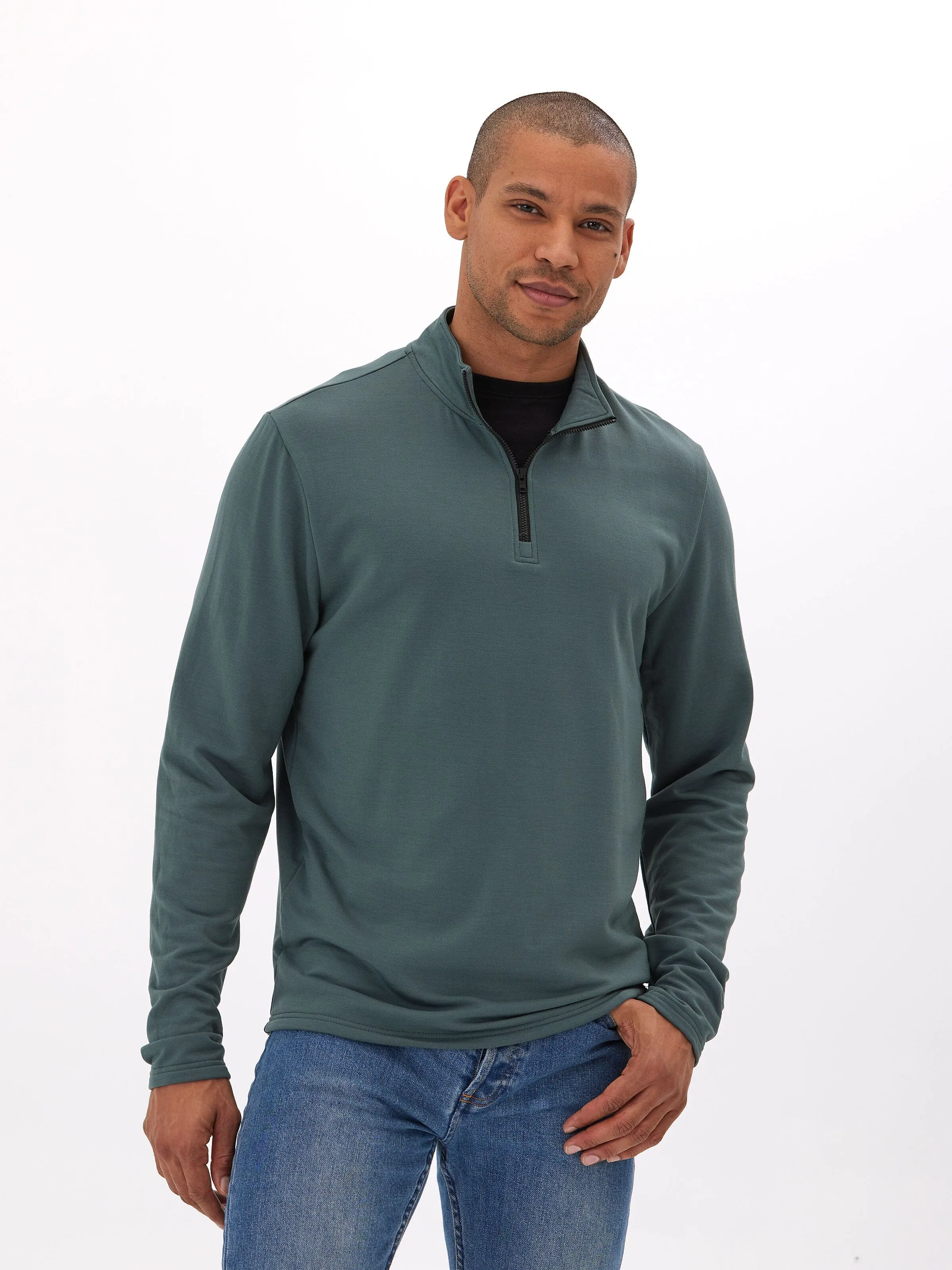 Low Maintenance Fabric Double Layered Hood Kace Feather Fleece Quarter Zip
