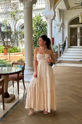 Paola Beige Boho Maxi Dress Inner Glow Smooth Finish