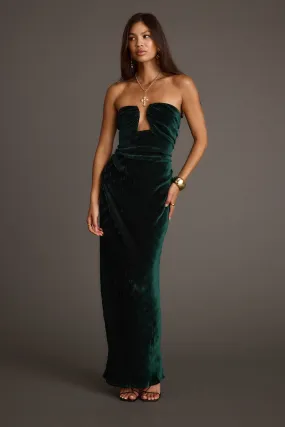 Warm-Layer Jones Emerald Velvet Maxi Dress