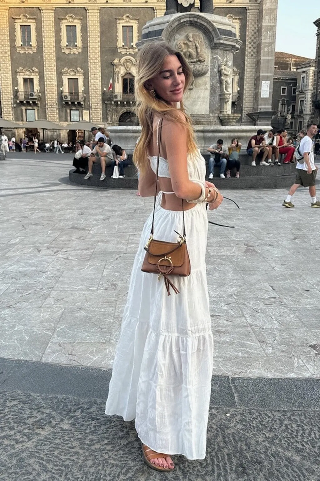 Paola White Boho Maxi Dress Convertible-Style Transitional Style