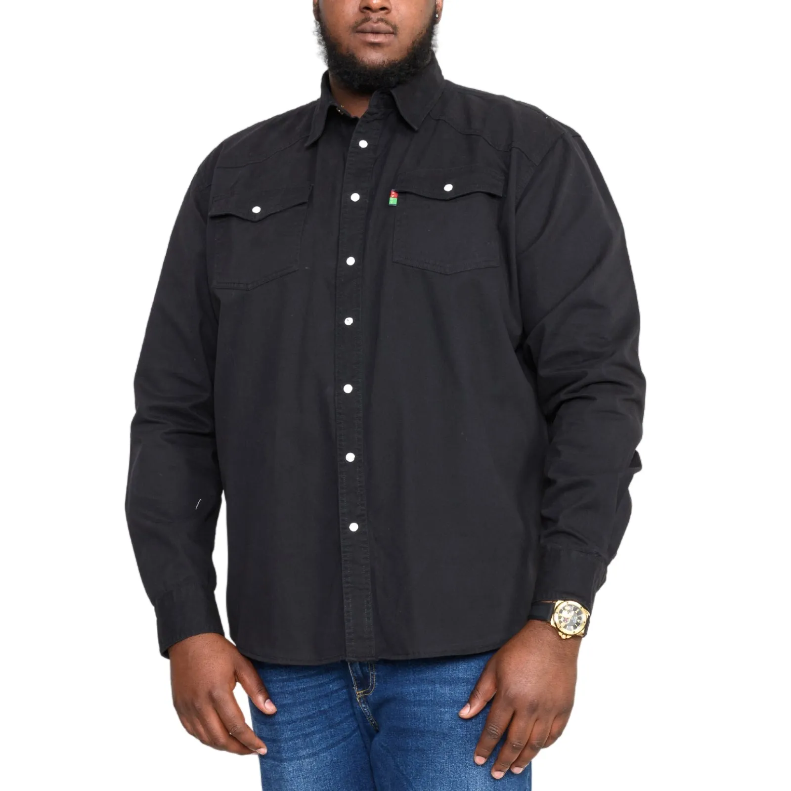 D555 Duke London Mens Big & Tall Kingsize Western Style Denim Shirt Vibrant Hue Cruise Collection