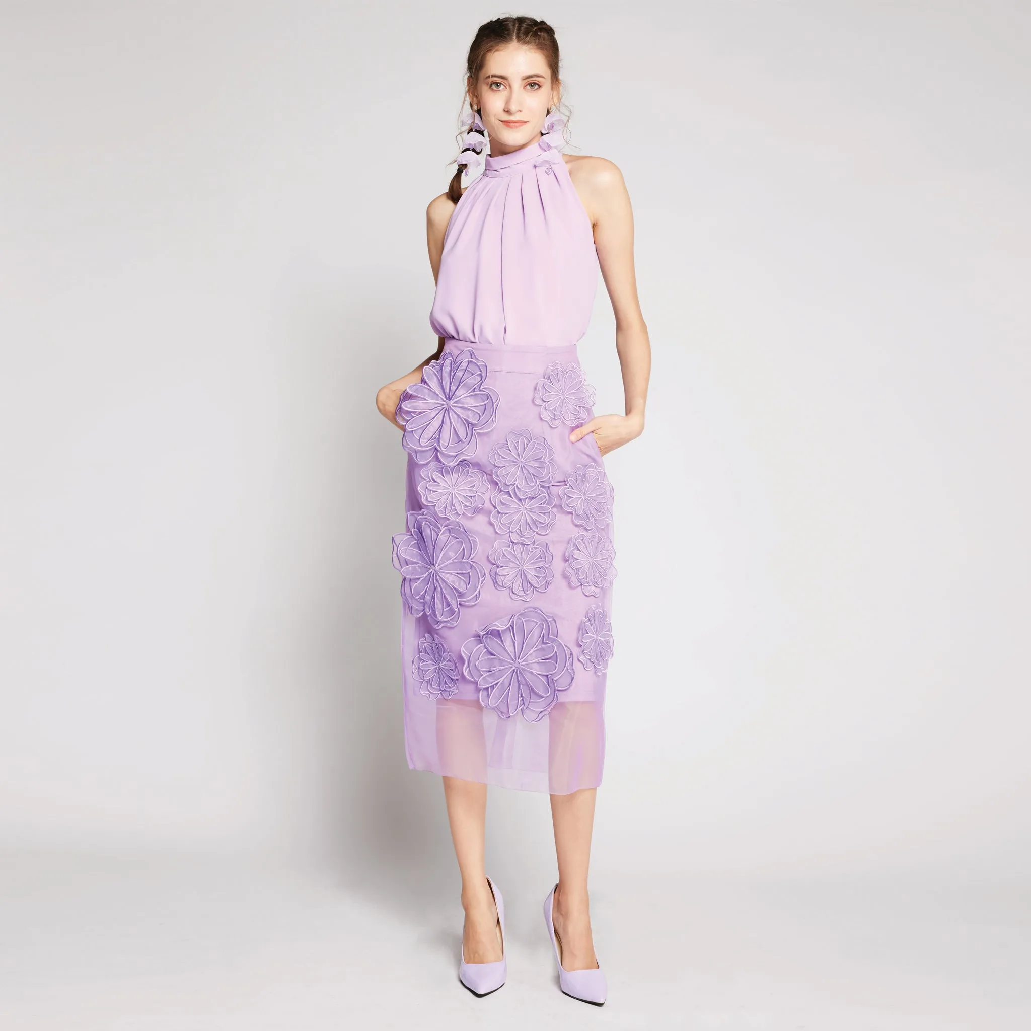 Embroidered Patch Skirt Mall Brand Look Sleek Motion