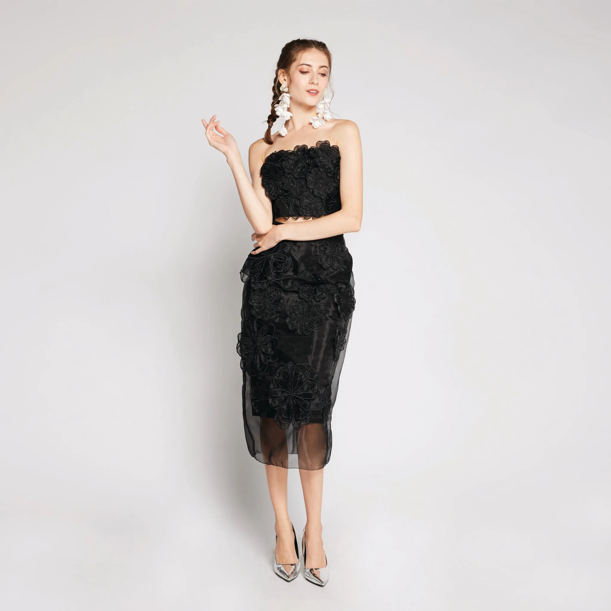 Polished Touch Plant Based Material Embroidered Patch Skirt