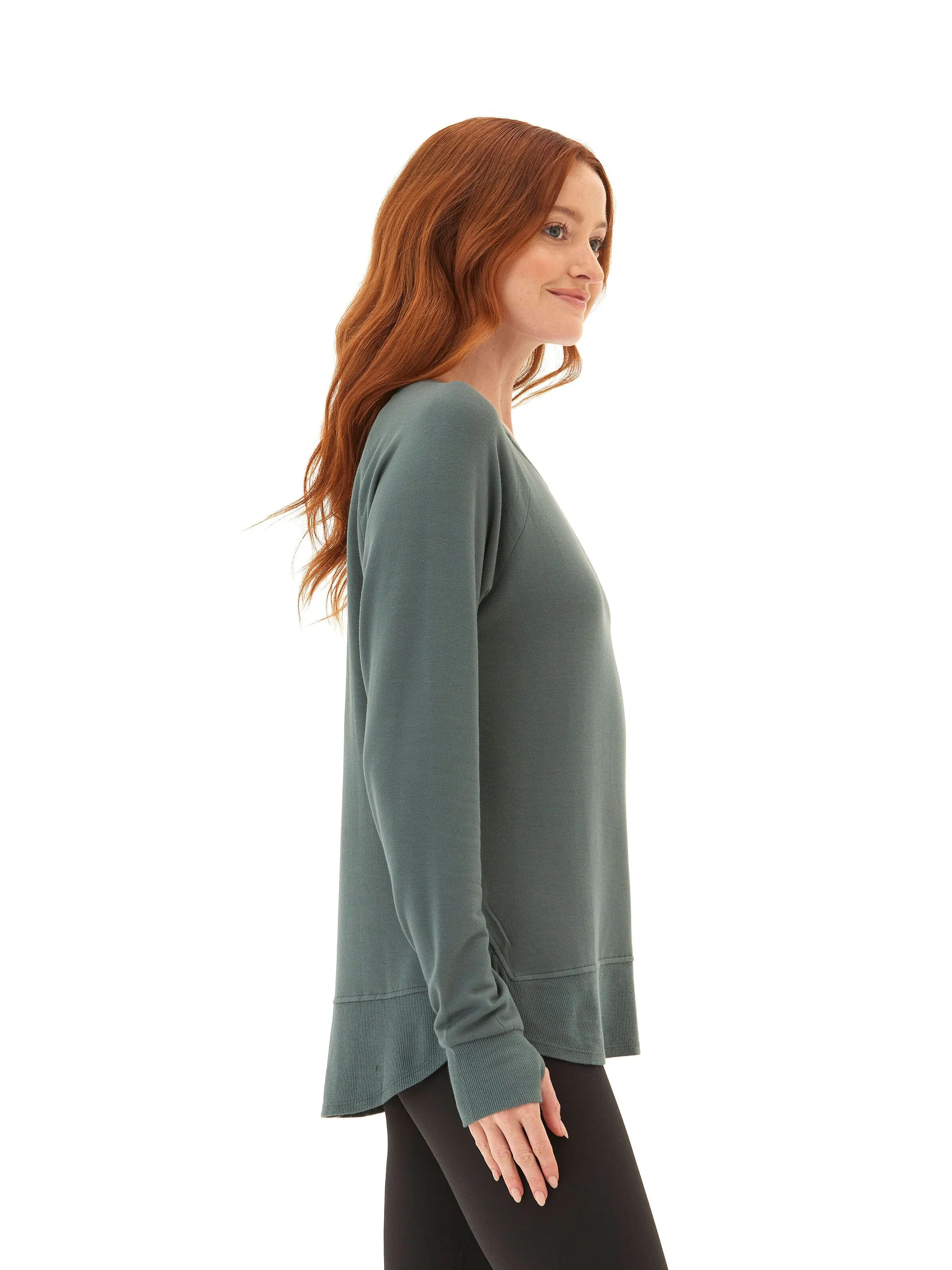 Leelu Feather Fleece Raglan Pullover Windbreaker Style Casual Comfy Layer