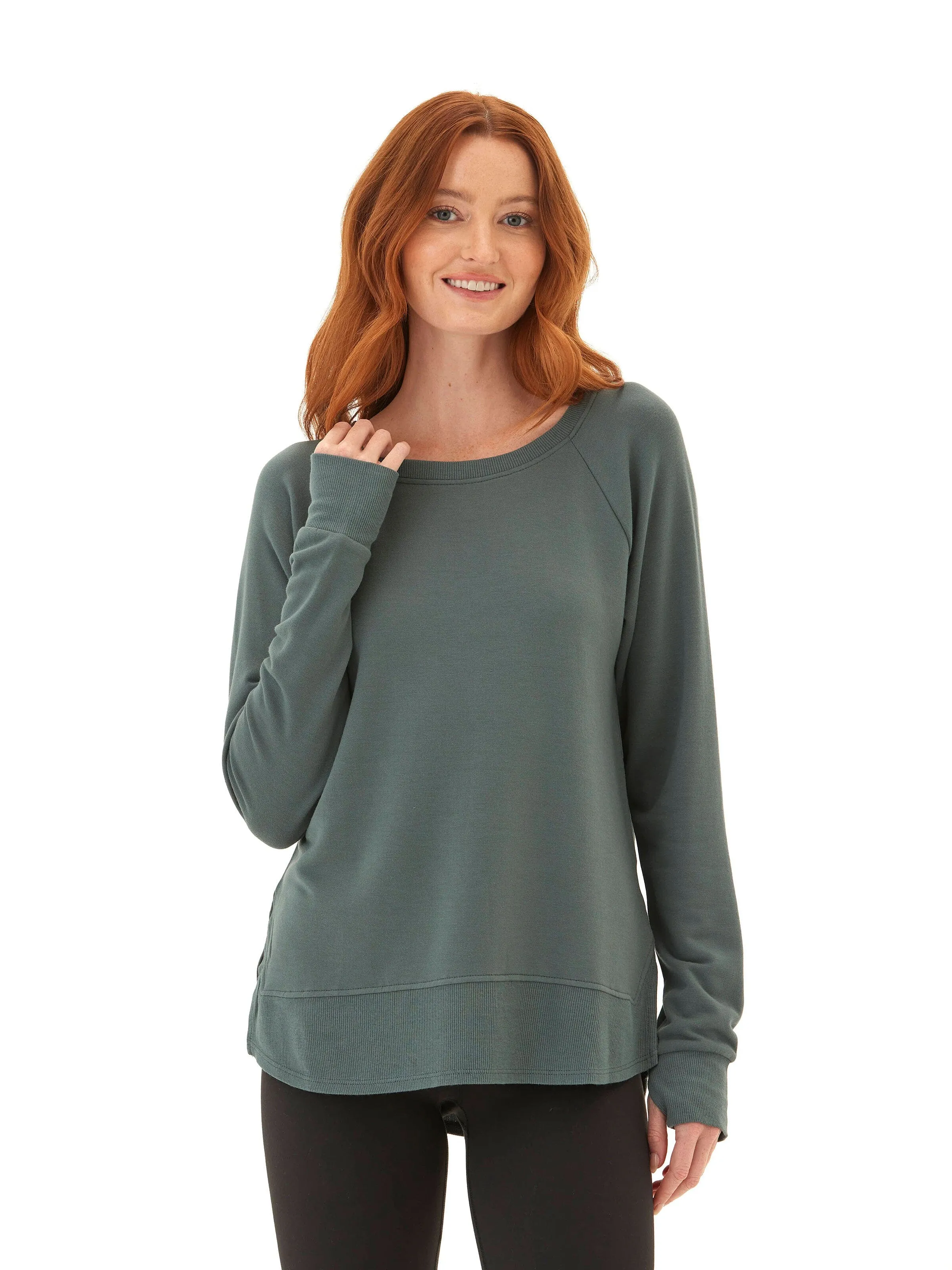 Sunday Walk Style Leelu Feather Fleece Raglan Pullover