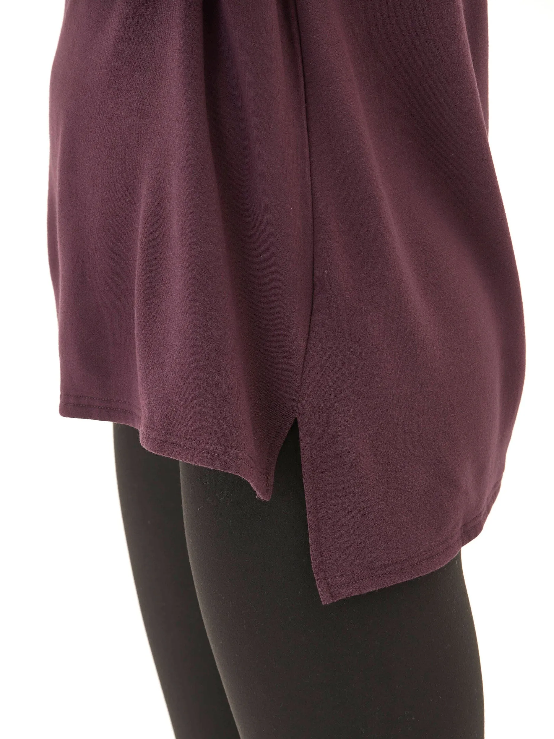 Flexible Material Non Irritating Seams Teagan Feather Fleece Step-Hem Tunic