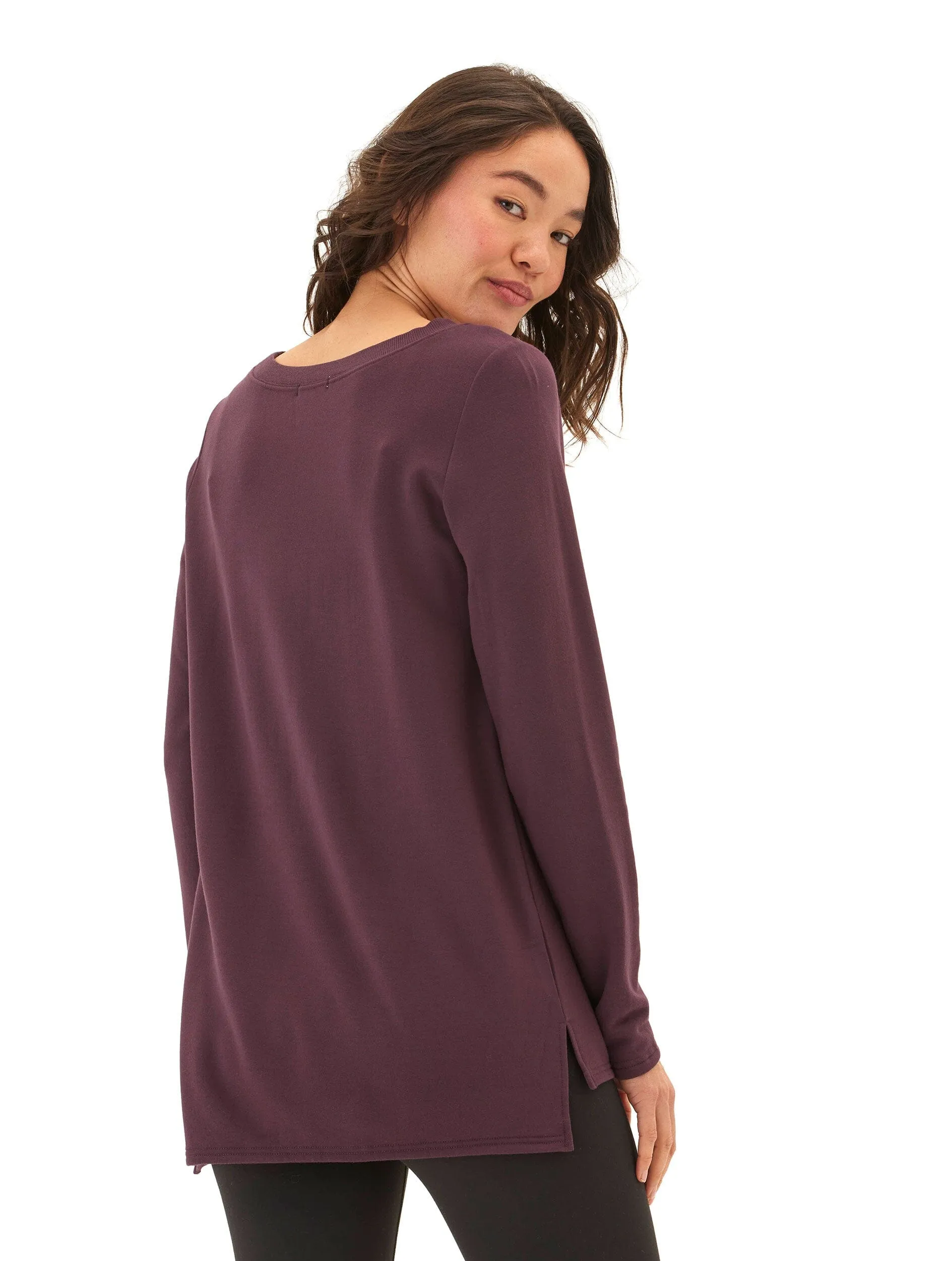 Teagan Feather Fleece Step-Hem Tunic Non Restrictive Armholes
