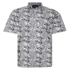 Eco friendly materials Espionage Mens Floral Monochrome Big & Tall Short Sleeve Shirt