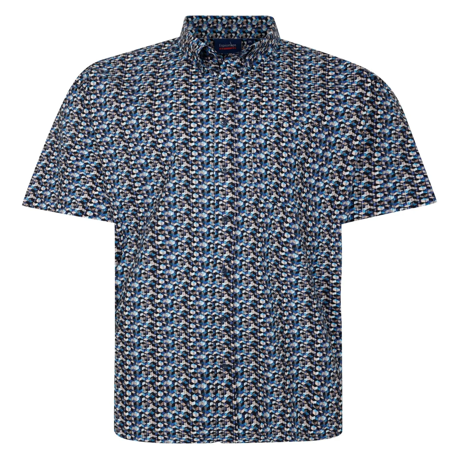 Espionage Mens Geometric Print Big & Tall Short Sleeve Shirt Lightweight Weave Workwear Essential
