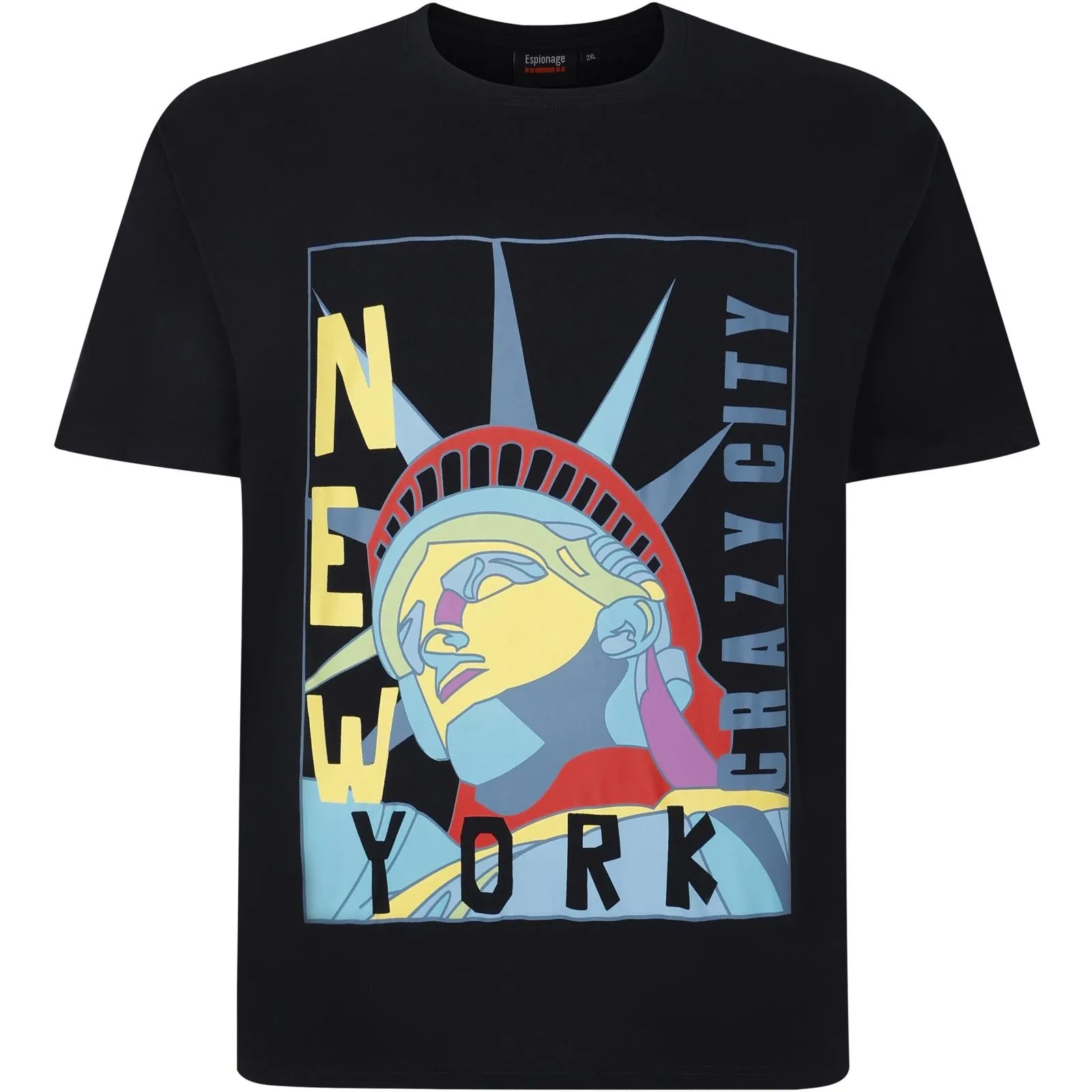 Sustainable Cotton Espionage Mens New York Pop Art Big & Tall Short Sleeve T-Shirt