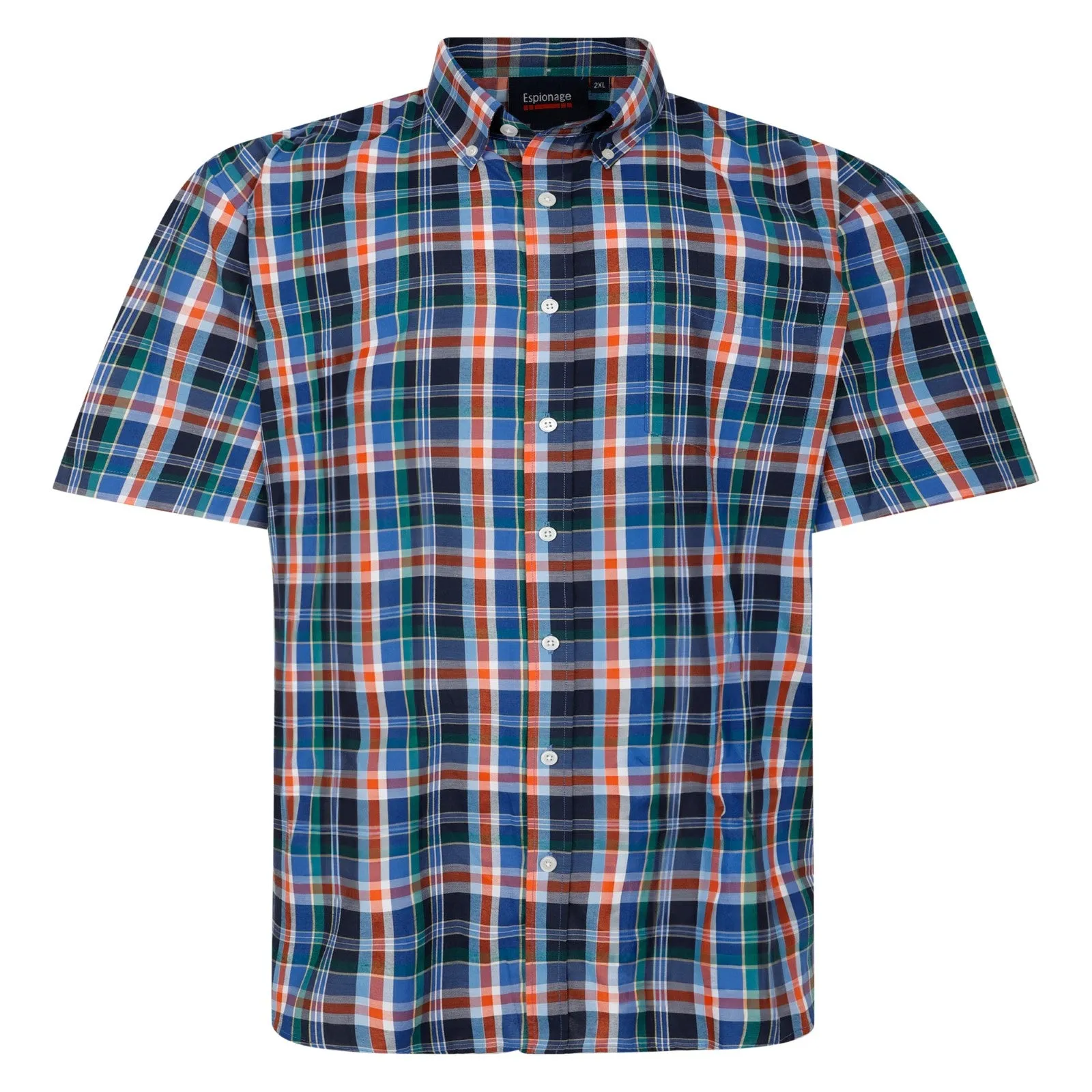 Espionage Mens Oxford Weave Big & Tall Checked Short Sleeve Shirt Stretch Fit Technology Plus size option