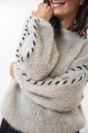 Catia Stitched Pullover | Beige Long Lasting Elasticity