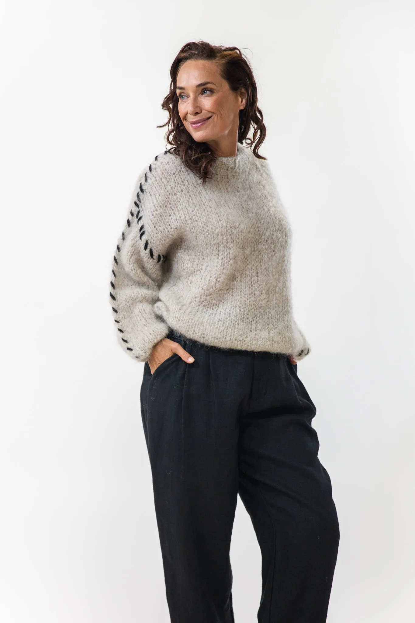 Catia Stitched Pullover | Beige Sport Flex