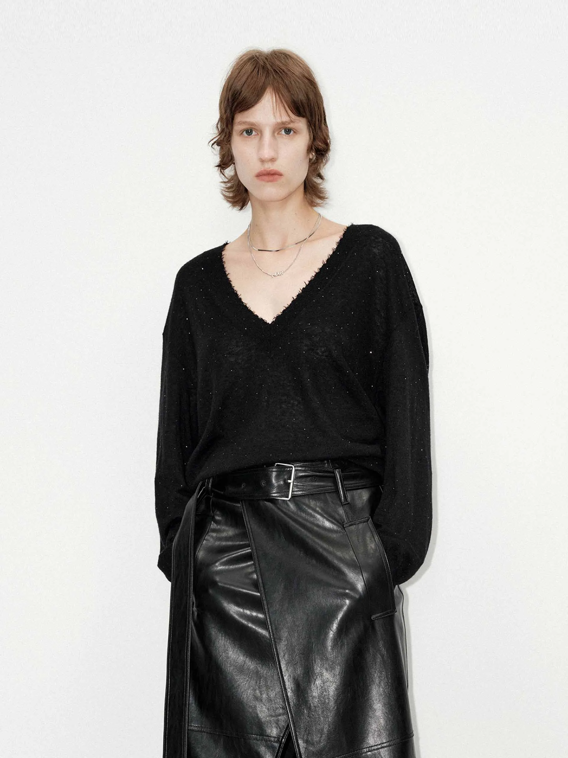 Cozy Warmth Loose V-neck Knit Sweater