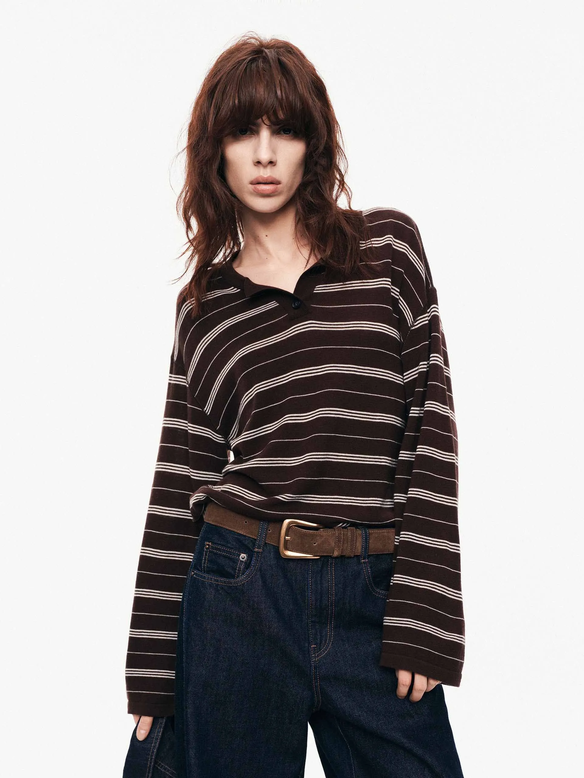 Striped Wool Knit Sweater Trendy Wear Knit Apparel