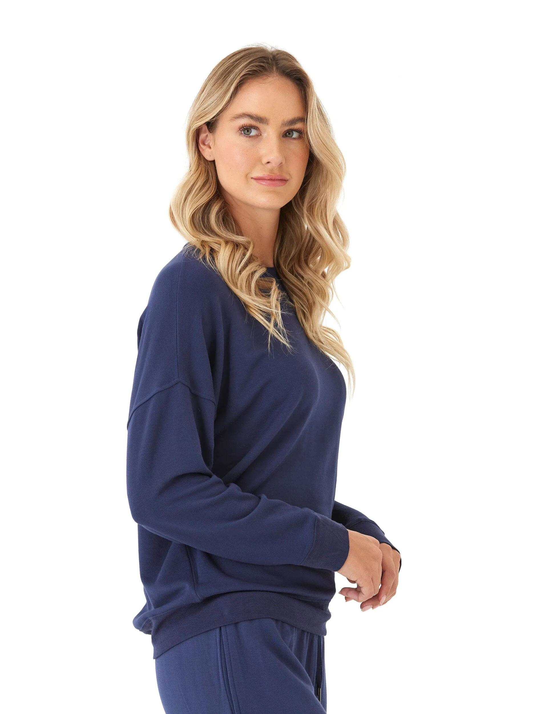 Reinforced Edging Cathy Boyfriend Feather Fleece Pullover