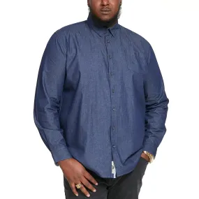 Geometric Pattern D555 Mens Jacob Big & Tall Long Sleeve Button Down Denim Shirt - Blue