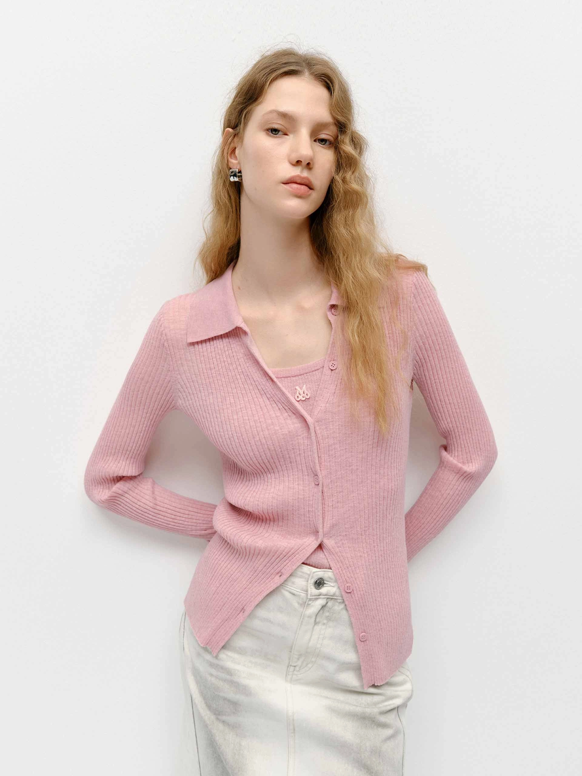 Polo Collar Knit Cardigan FadeResistant Color