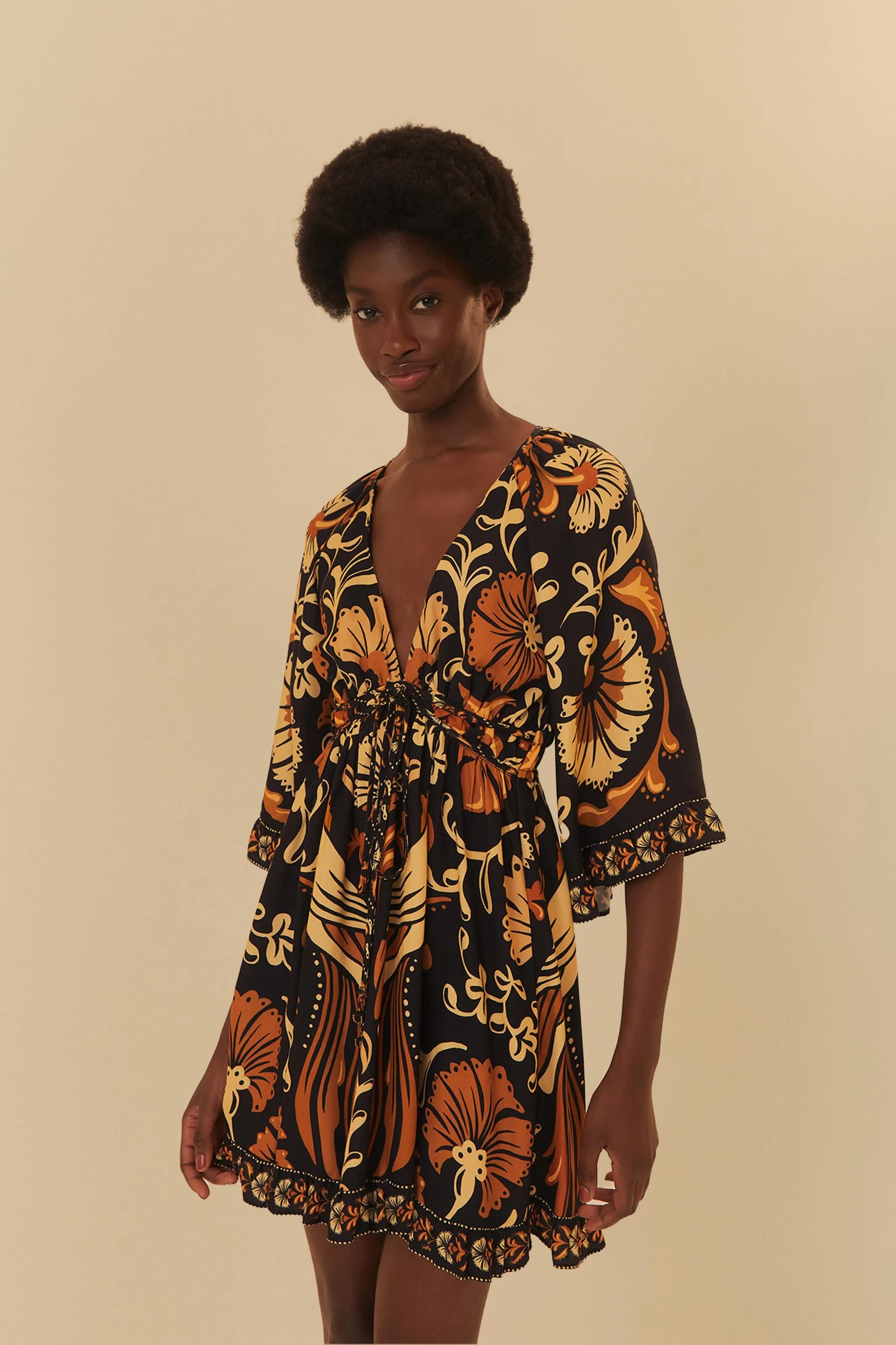 Silk-Blend FARM HELENA SHORT DRESS