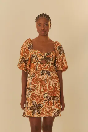 Flared-Hem FARM OLHAR DA FLORESTA SHORT DRESS