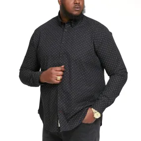 D555 Mens Bernard Big & Tall Long Sleeve Button Down Denim Shirt - Black Geometric Print