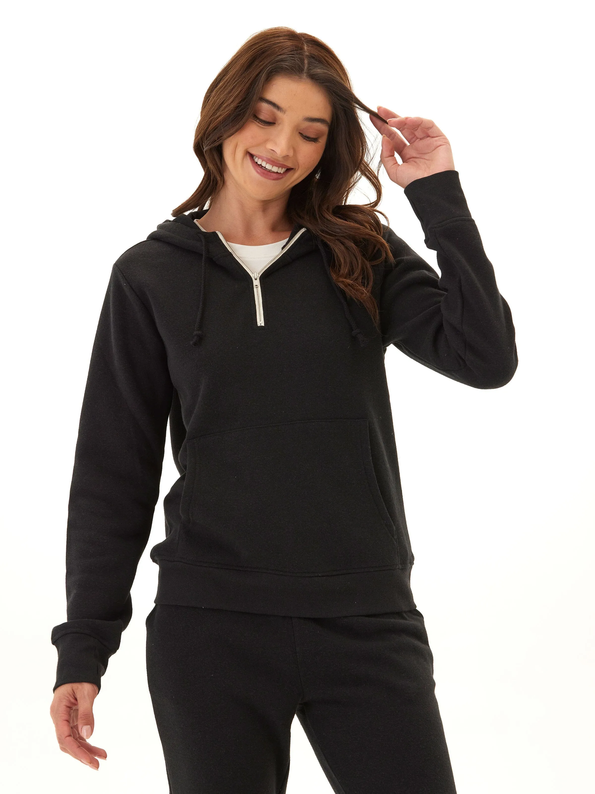 Sinead 1/4 Zip Triblend Fleece Hoodie Seamless Stitching Bonded Zippers