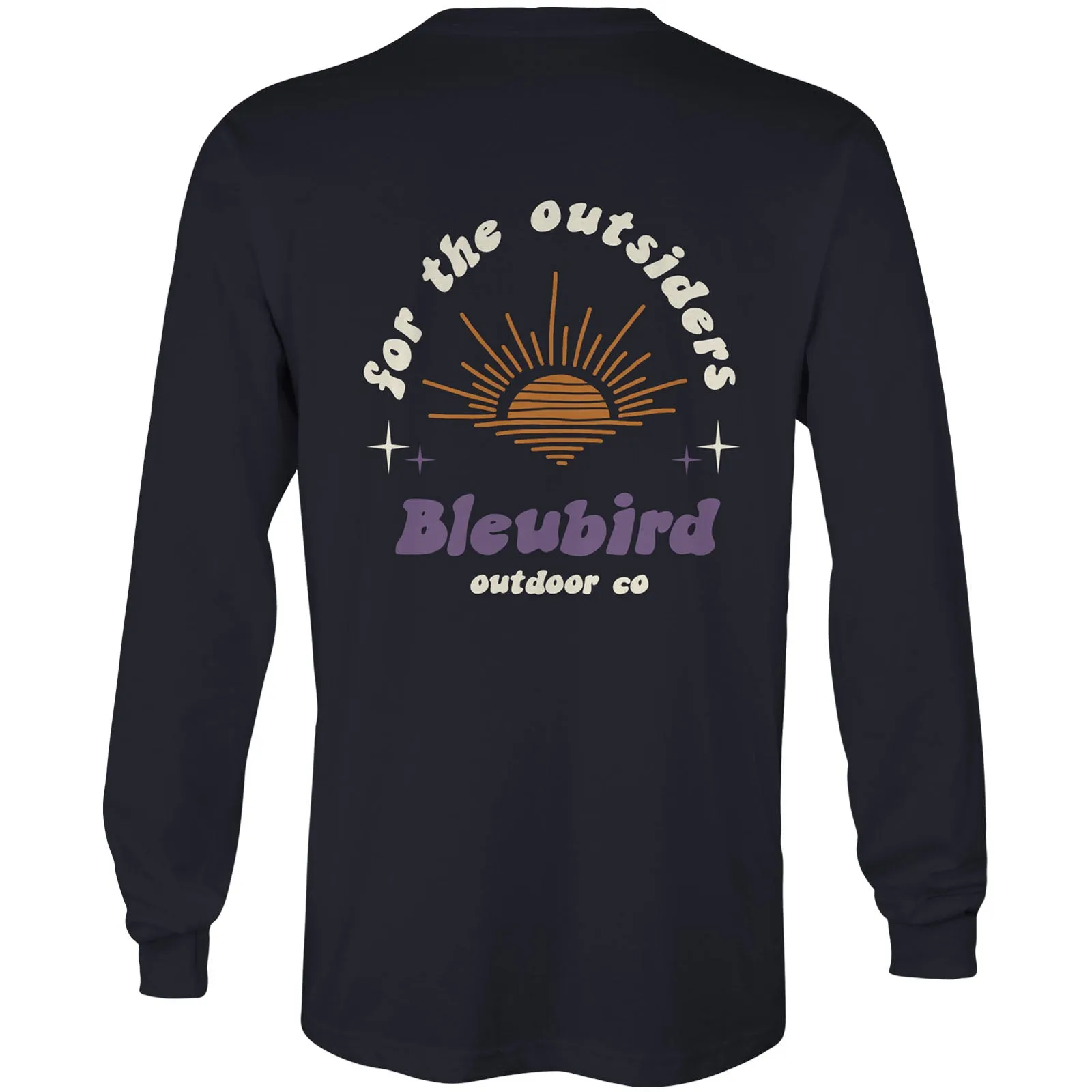 Bleubird Unisex Outsider Long Sleeve T-Shirt - Navy Sheer Overlay Material