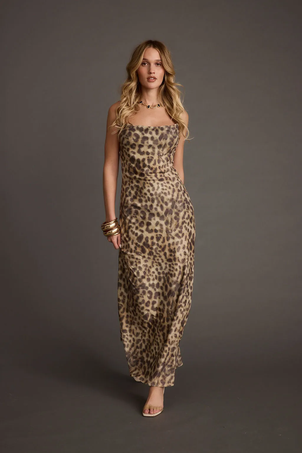 Fall Flow Perfect Style Wear Wild Thing Leopard Print Mesh Maxi Dress