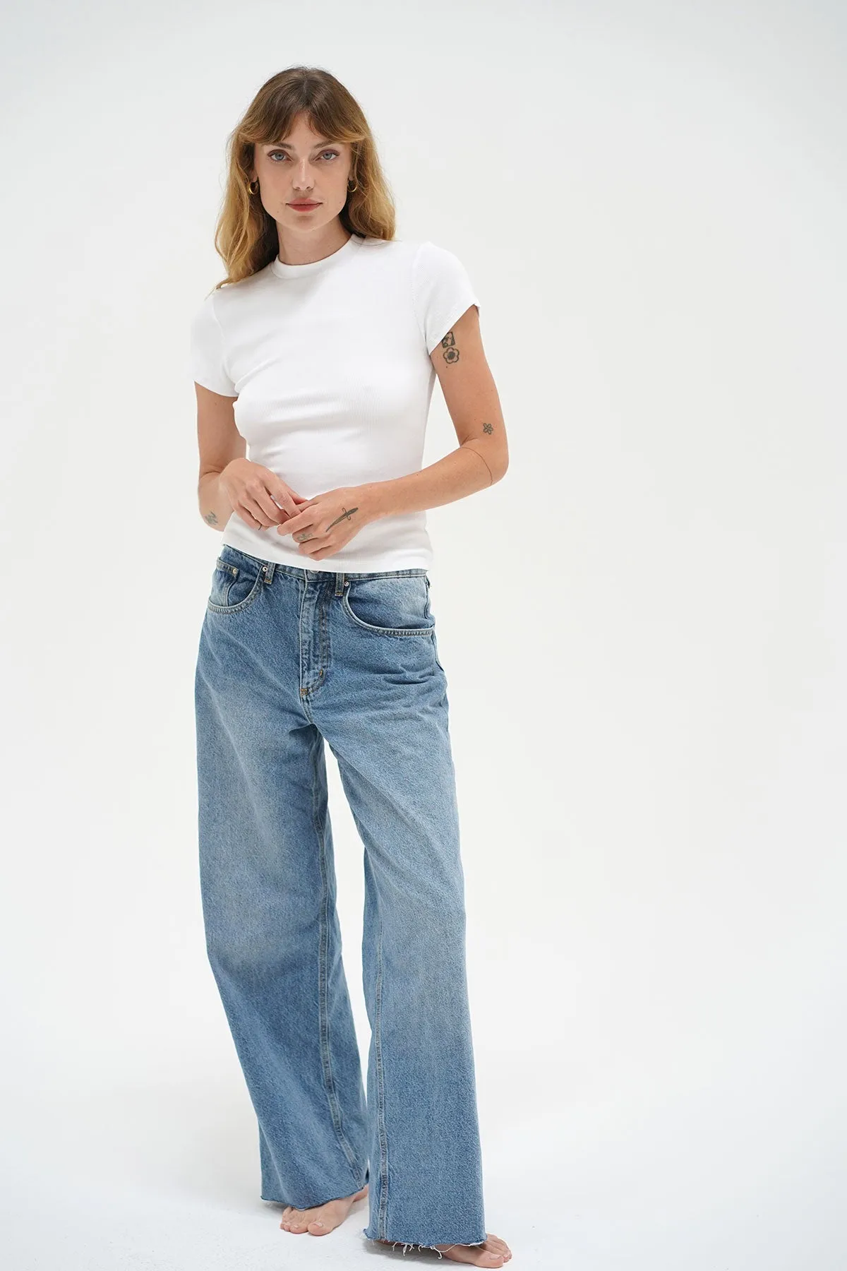Fitted Ribbed Crew Tee - White Stain Resistant Versatile and Stylish