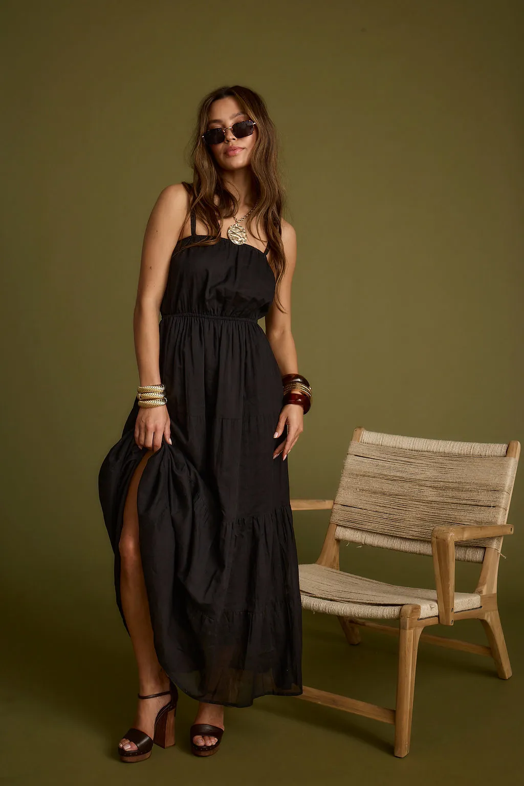 Darion Black Maxi Dress Whimsical Mood Natural Layers