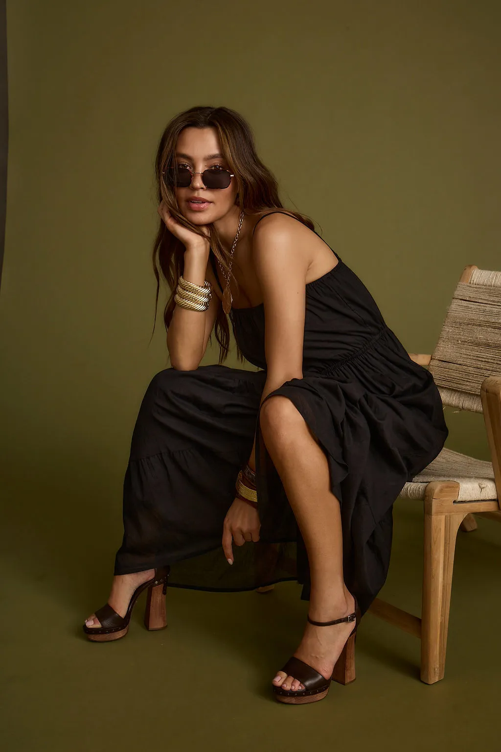Light Fabric Darion Black Maxi Dress