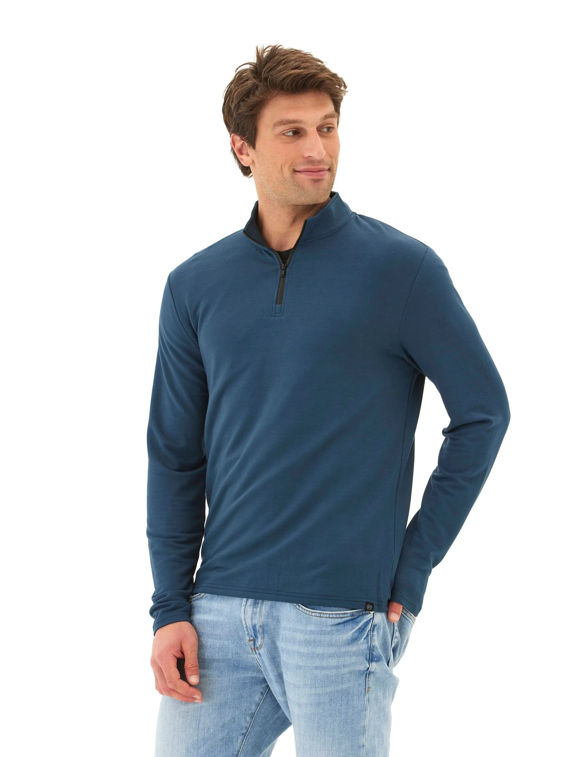 Kace Modal Terry Quarter Zip Neck Relaxed Fit Structure Stretch Material