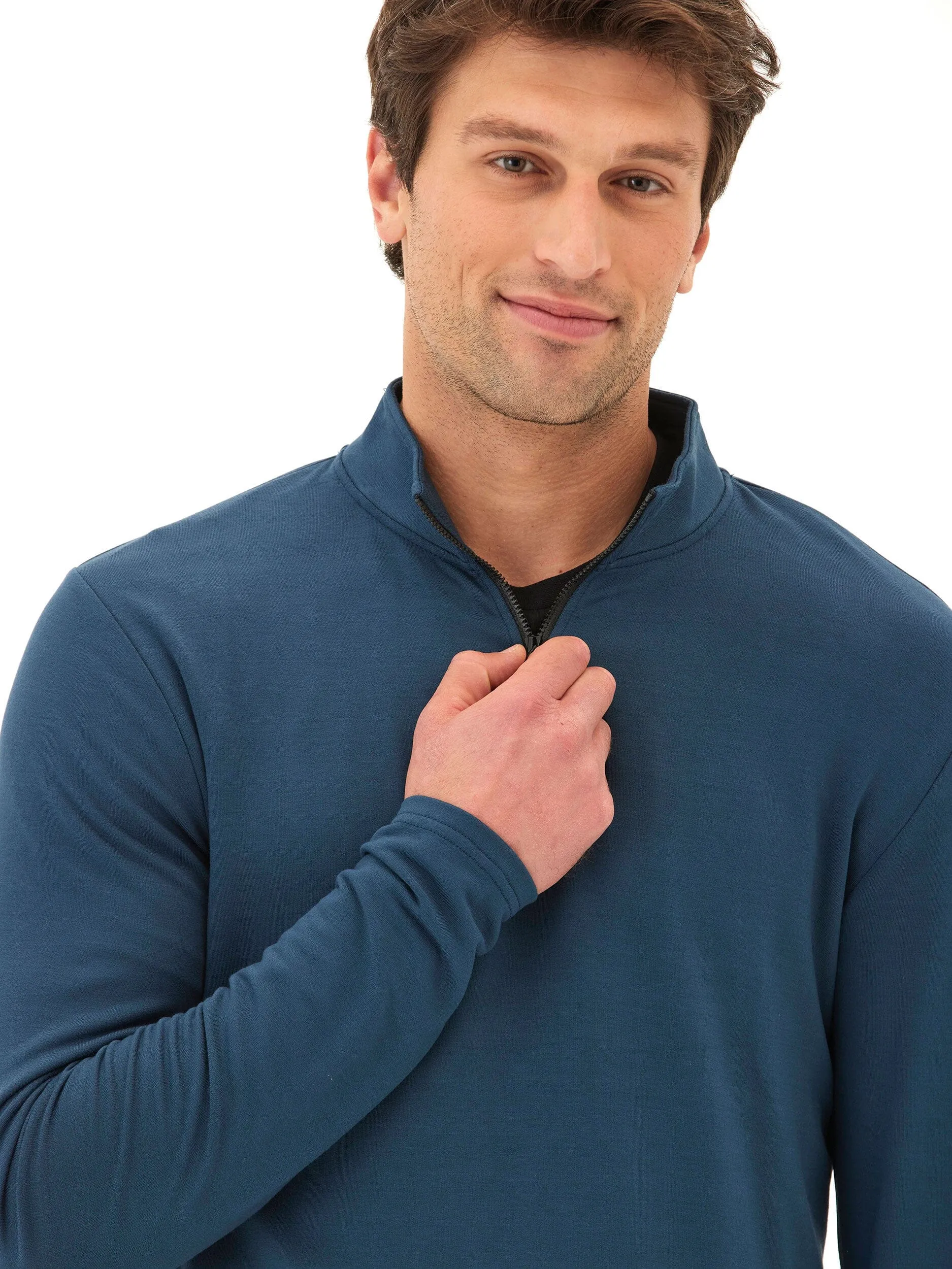ReflectiveDetails Kace Modal Terry Quarter Zip Neck