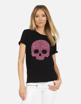 Raw Edge Hem Edda X Pink Stud Skull