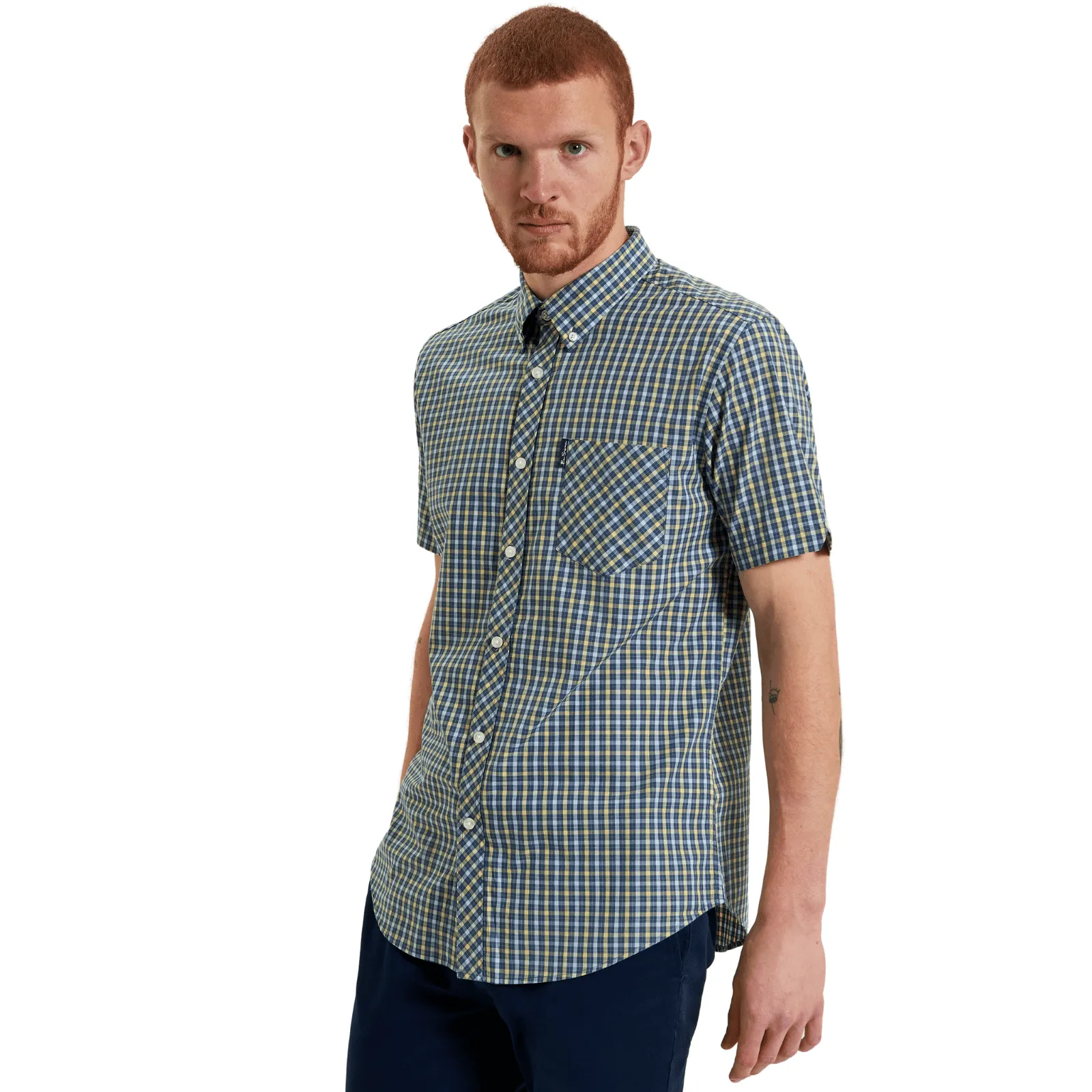 Ben Sherman Mens Signature House Check Big & Tall Short Sleeve Shirt Seamless Side Panels