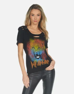 Myra Def Leppard Leopard Sublimation Resistant Fabric short sleeved