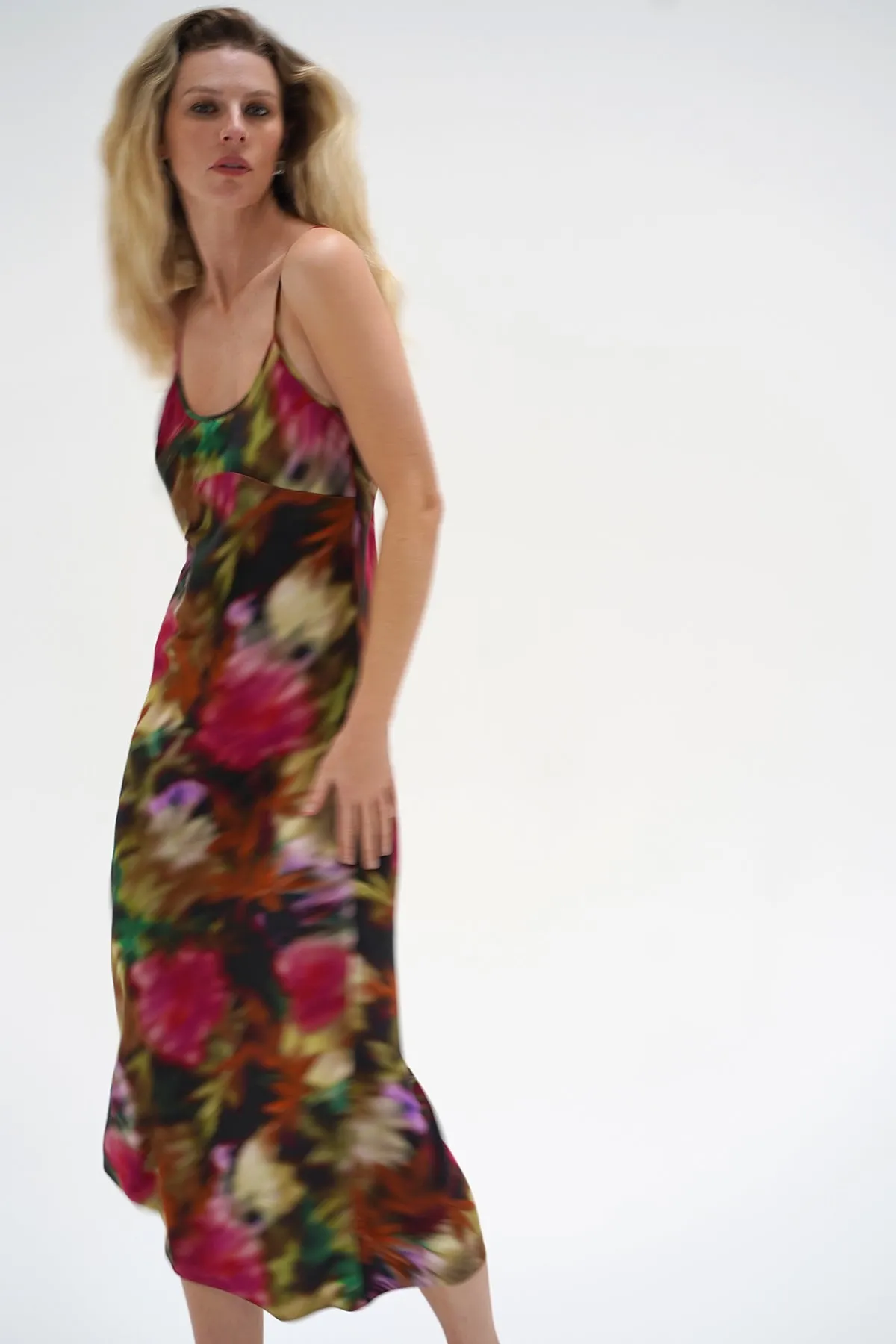 Josie Slip Dress - Blurred Floral Layering Comfort