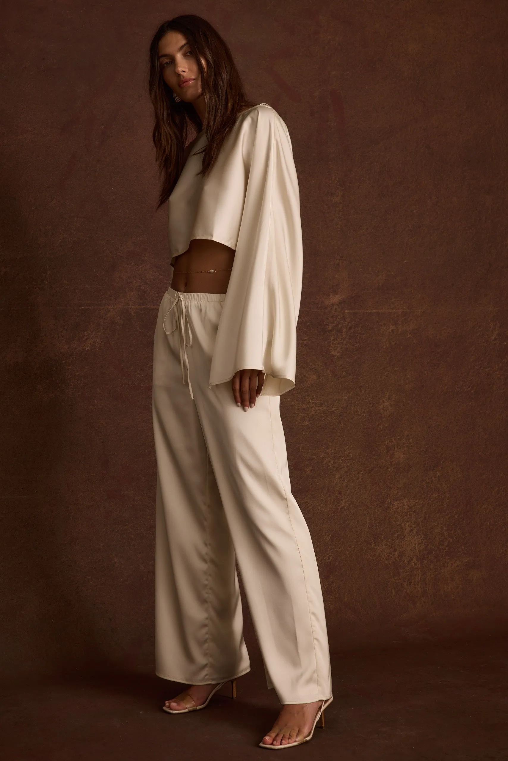 Lightweight feature Clear Breeze Cream Satin Top