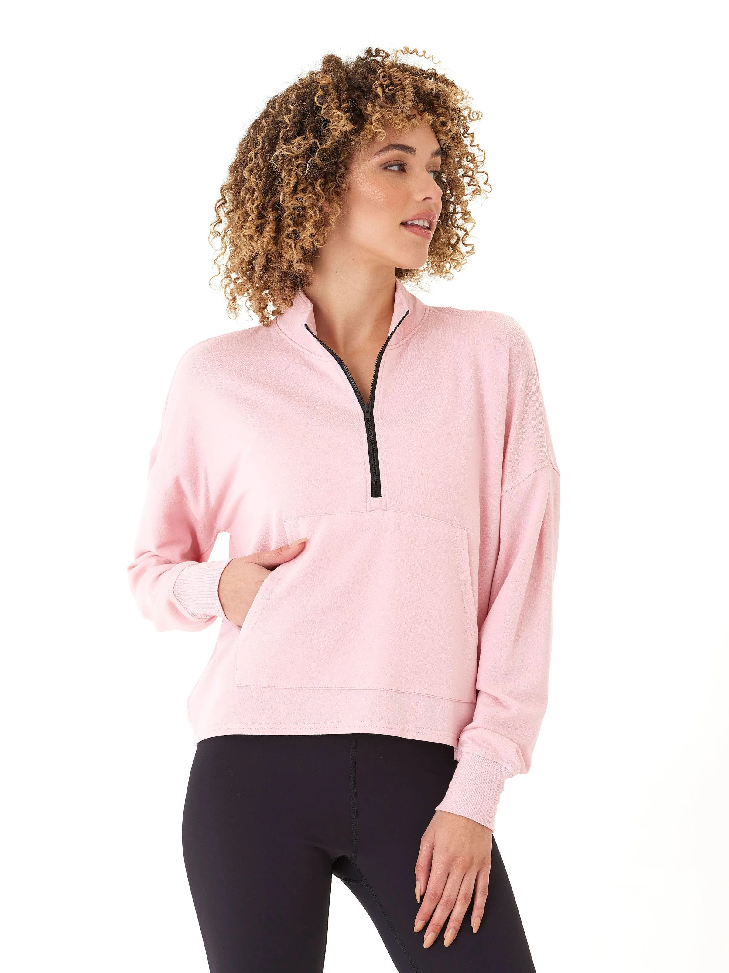 Florynce Feather Fleece Mock Neck Pullover Secure Chest Pocket Articulated Knees