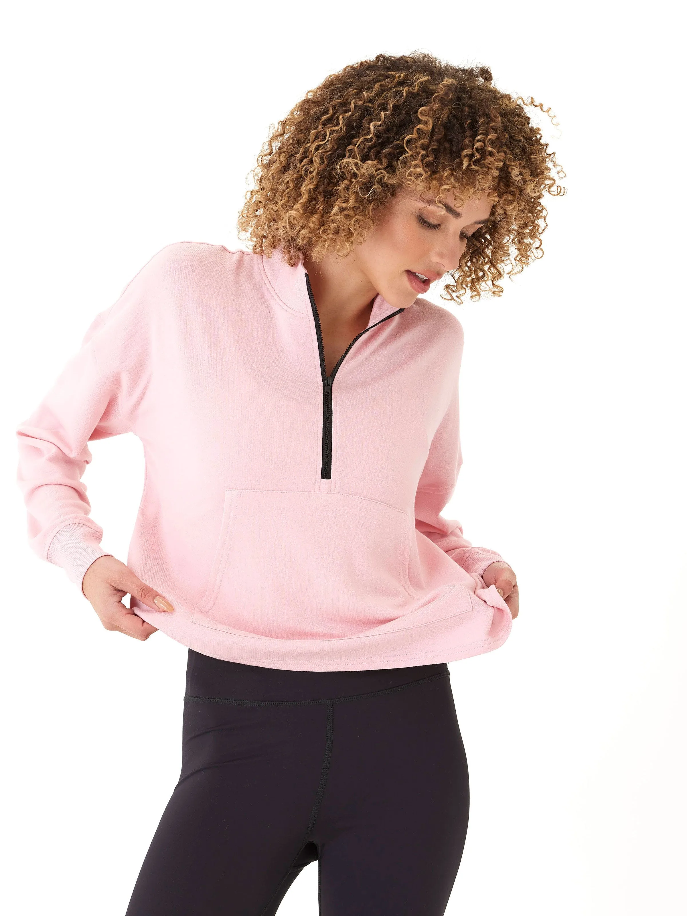 Florynce Feather Fleece Mock Neck Pullover Urban Wear