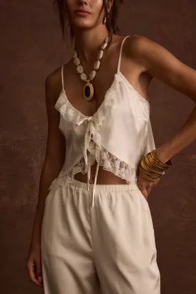 Cait Ivory Tie Front Cami HypoallergenicConstruction