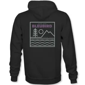 FrictionFreeNeckline Sporty Blouse Bleubird Unisex Campout Pullover Hoodie - Black