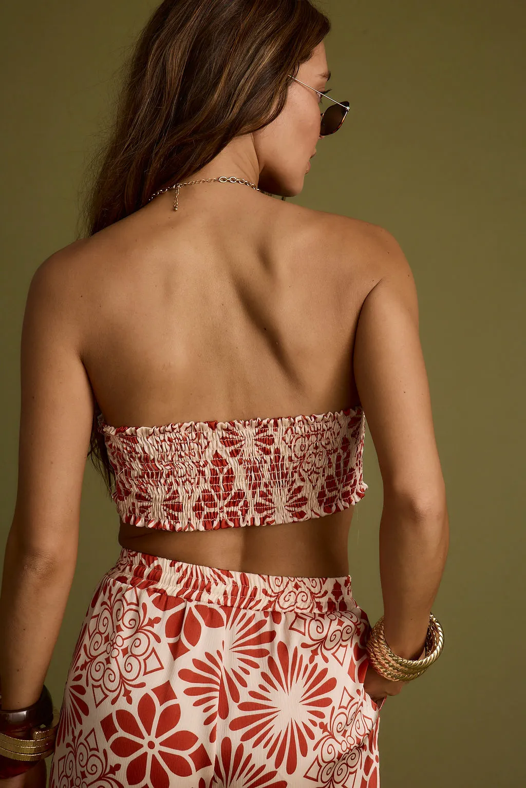 Cubana Rust Satin Bandeau Top EasyCareFabric CrossGrain Fabric
